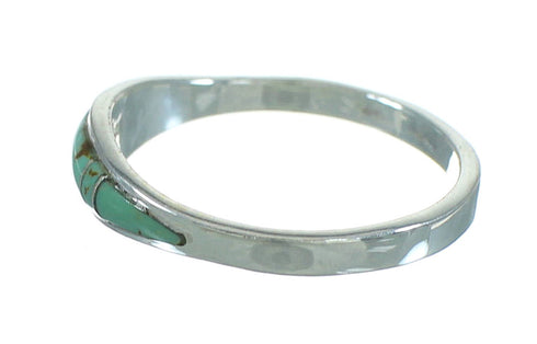 Silver Southwest Turquoise Inlay Jewelry Ring Size 6-3/4 AX80919